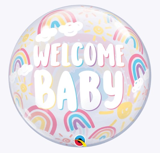Welcome Baby 22" Boho Rainbows Balloon (1) - Click Image to Close
