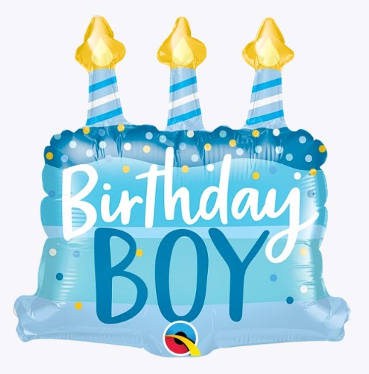 Birthday Boy 14" Cake & Candles Foil Balloon - Click Image to Close
