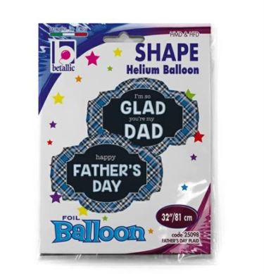 Fathers Day Glad You're My Dad Plaid Balloon 81cm