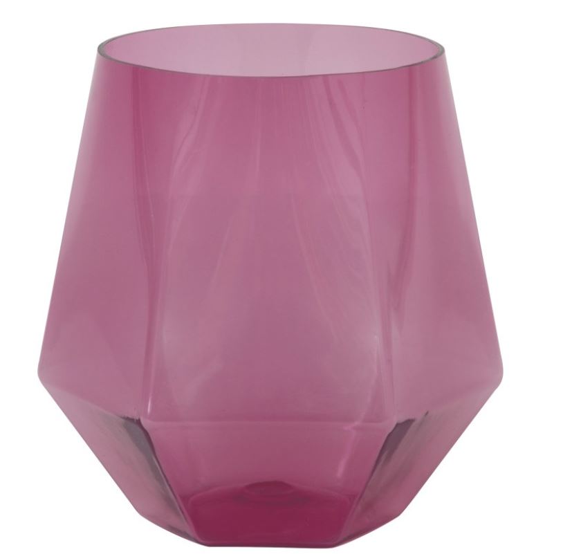 DIAMOND SHAPED 12OZ STEMLESS PLASTIC WINE GLASS - Click Image to Close