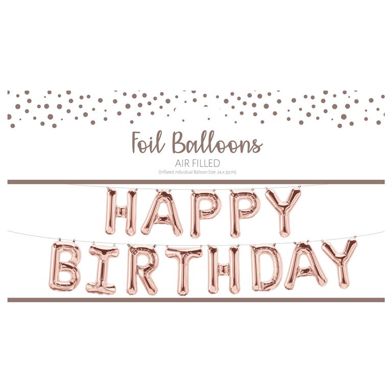 BIRTHDAY ROSE GOLD FOIL BALLOON - Click Image to Close