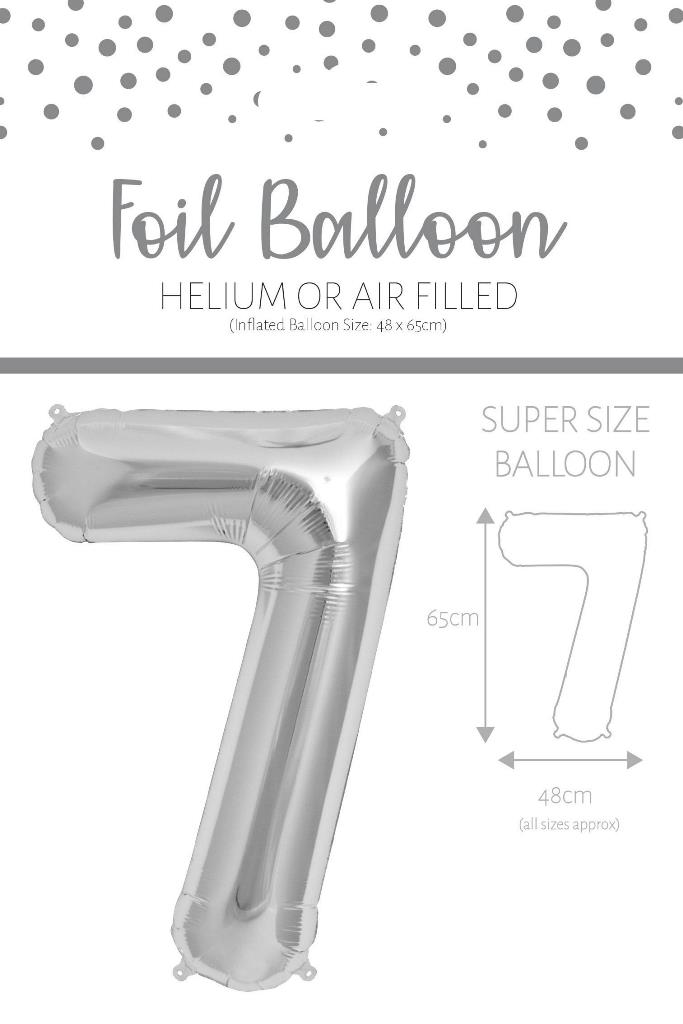 Number 7 Silver 25" Foil Balloon - Click Image to Close