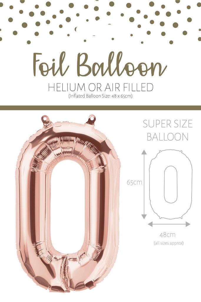 Number 0 Rose Gold 25" Foil Balloon - Click Image to Close