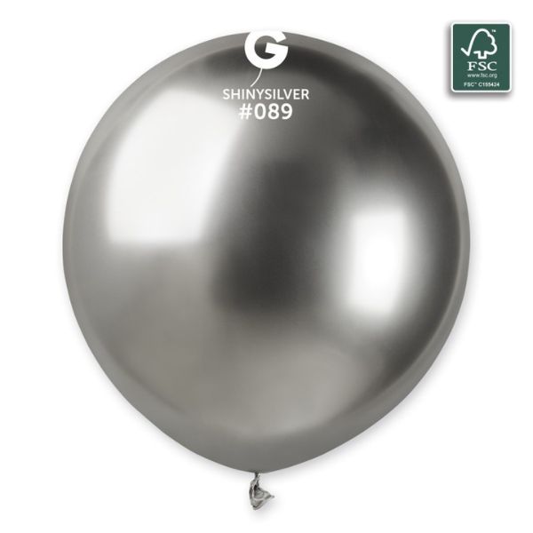 19" Shiny Silver #089 Latex Balloon 3 Pack - Click Image to Close