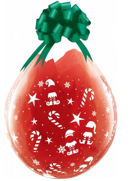 Clear 18" Elf & Candy Canes Stuffing Balloon 25 Pack - Click Image to Close