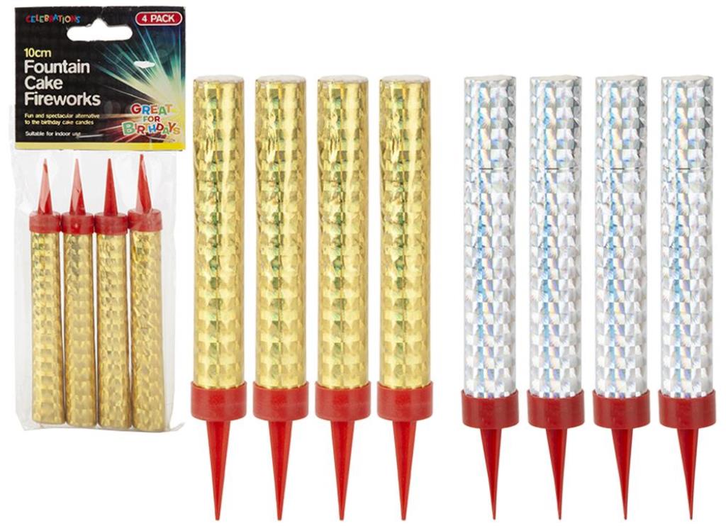 Gold / Silver Ice Fountain Firework Candle 4 Pack - Click Image to Close