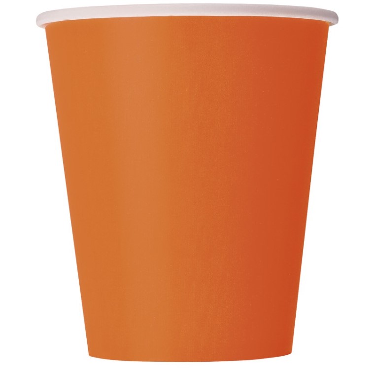 Pumpkin Orange Solid 9oz Paper Cups 14pc - Click Image to Close