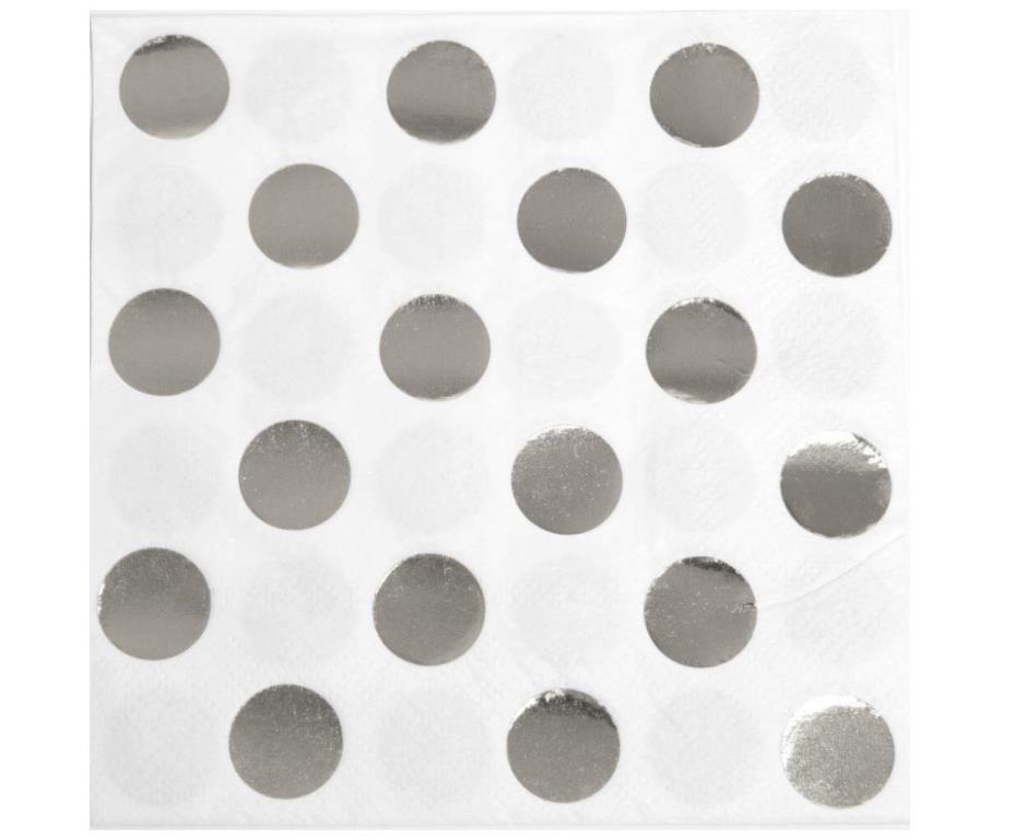 16 SILVER FOIL DOT BEV NAPKIN-FS - Click Image to Close
