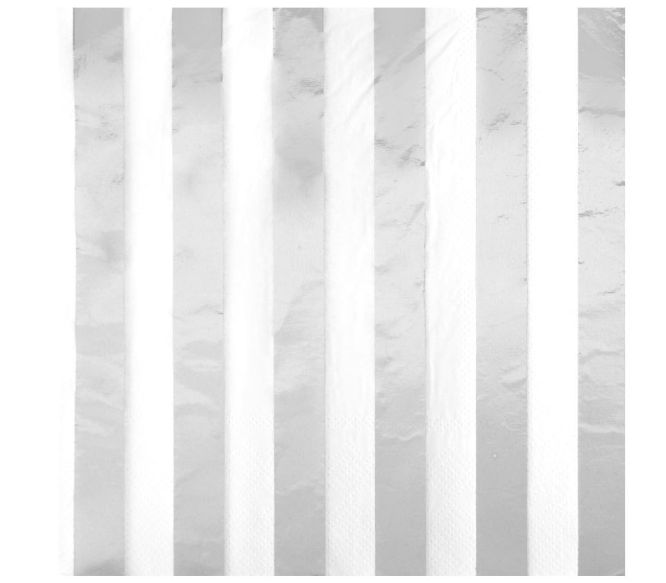 16 SILVER STRP LUNCH NAPKIN-FS - Click Image to Close