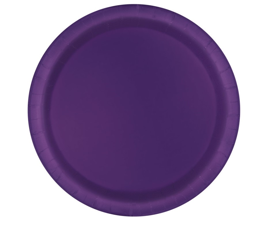 Deep Purple Solid Round 7" Dessert Plates 8ct - Click Image to Close