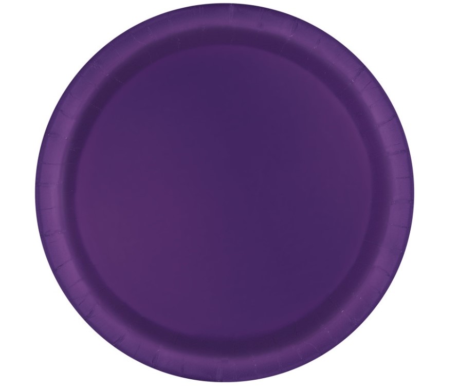 Deep Purple Solid Round 9" Dinner Plates 8ct - Click Image to Close