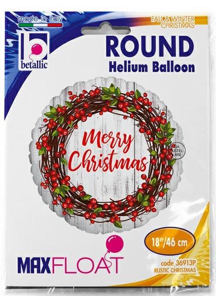 RUSTIC CHRISTMAS 18" BALLOON - Click Image to Close