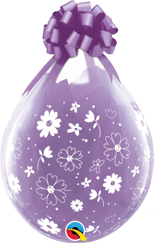 QUALATEX 18" DAISIES AND DOTS DIAMOND CLEAR 25PACK - Click Image to Close