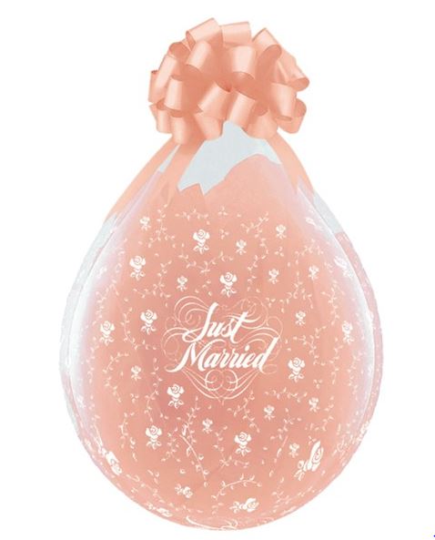 QUALATEX 18" CLEAR JUST MARRIED STUFFING BALLOON 25 PACK - Click Image to Close