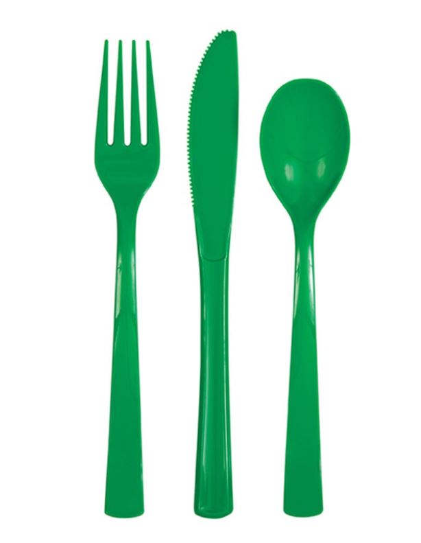 Assorted Cutlery Emerald Green 18 Pack - Click Image to Close