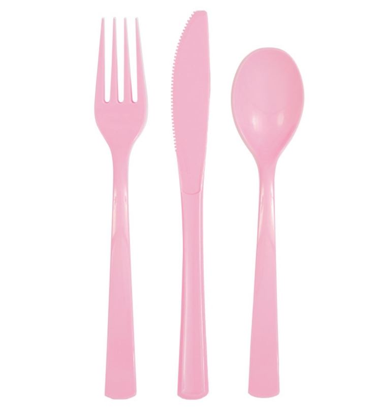 Assorted Cutlery Lovely Pink 18 Pack - Click Image to Close