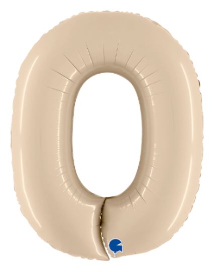 Cream 40" Number 0 Satin Foil Balloon ( 1 ) - Click Image to Close