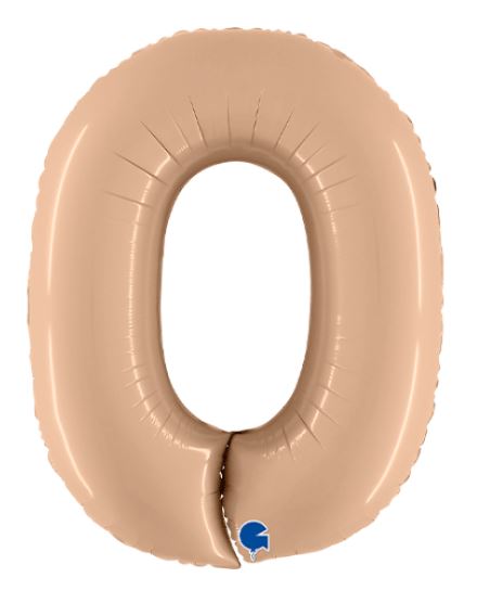 Nude 40" Number 0 Satin Foil Balloon ( 1 ) - Click Image to Close