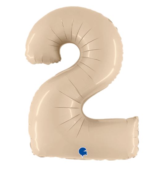 Cream 40" Number 2 Satin Foil Balloon - Click Image to Close