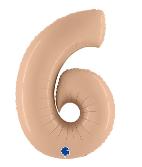 Nude 40" Number 6 Satin Foil Balloon ( 1 ) - Click Image to Close