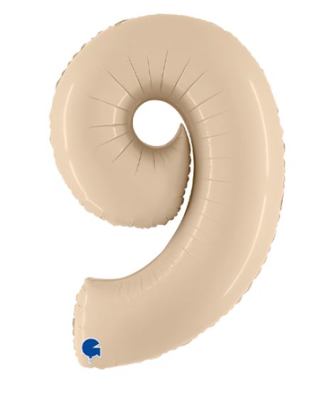 Cream 40" Number 9 Satin Foil Balloon ( 1 ) - Click Image to Close