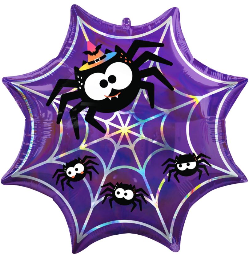Super Shape Irridescent Spiderweb Balloon 55 x 55cm - Click Image to Close