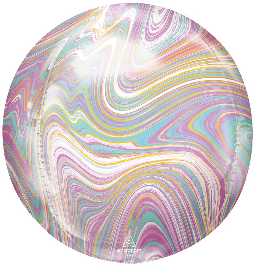 Pastel Marblez Orbz Xltm 15" Foil Balloons - Click Image to Close