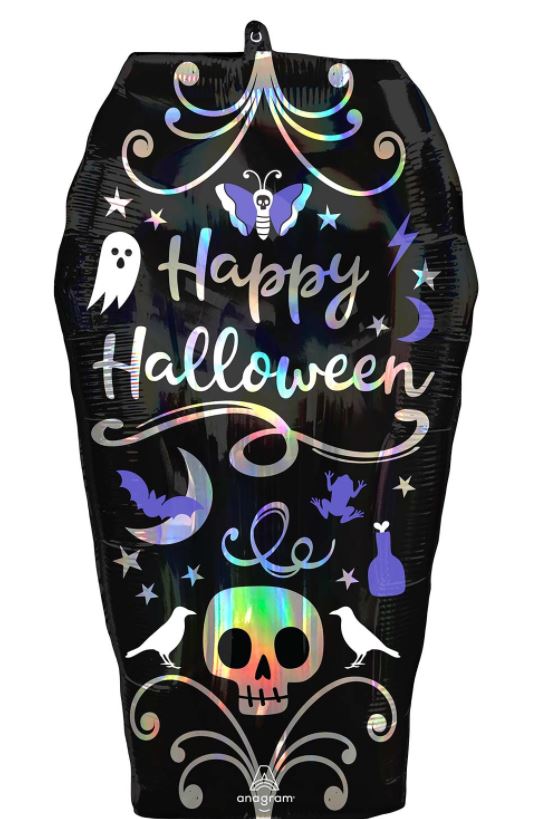 Super Shape Irridescent Coffin Balloon 38cm x 68cm - Click Image to Close