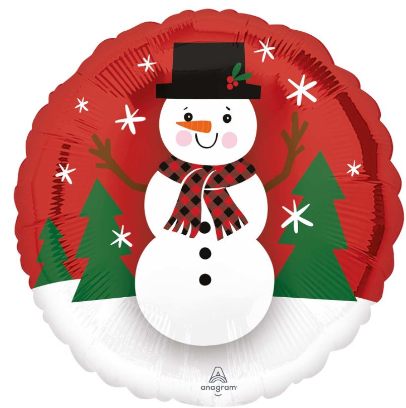 Smiley Snowman 18" Foil Balloon - Click Image to Close