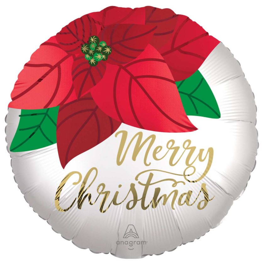 Christmas Poinsettia 18" Foil Balloon - Click Image to Close