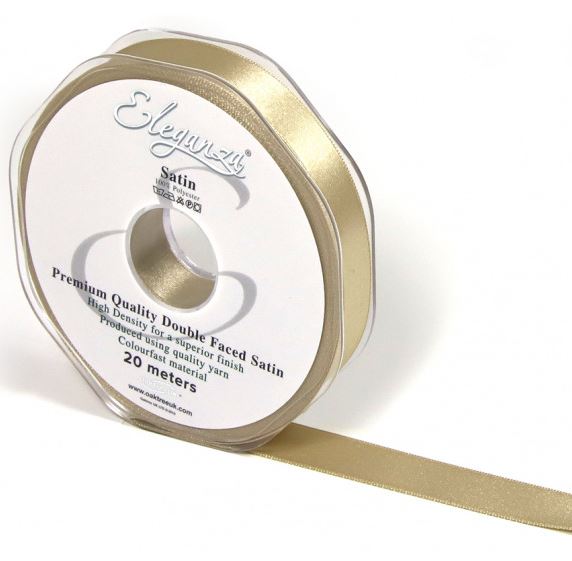 Eleganza Double Faced Satin 15mm X 20M Taupe - Click Image to Close