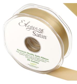 ELEGANZA DOUBLE FACED SATIN 25MMX20M GOLD RIBBON