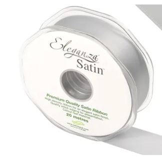 ELEGANZA DOUBLE FACED SATIN 25MM X 20M SILVER
