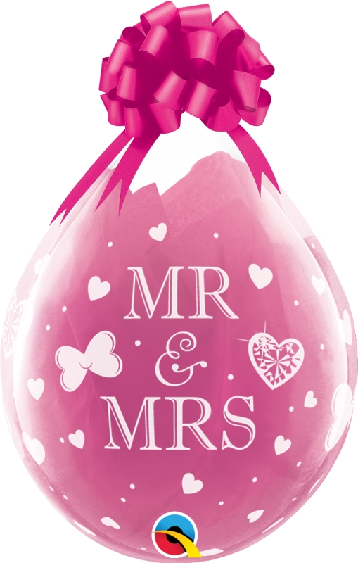 QUALATEX 25 PACK 18" MR & MRS DIAMOND CLEAR BALLOON - Click Image to Close