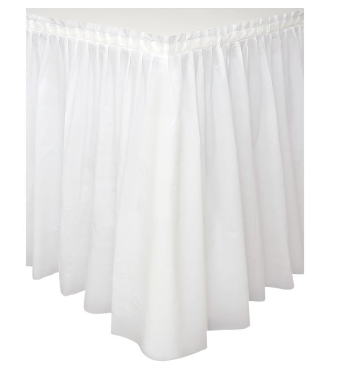 White Solid Plastic Table Skirt 29" x 14 ft - Click Image to Close