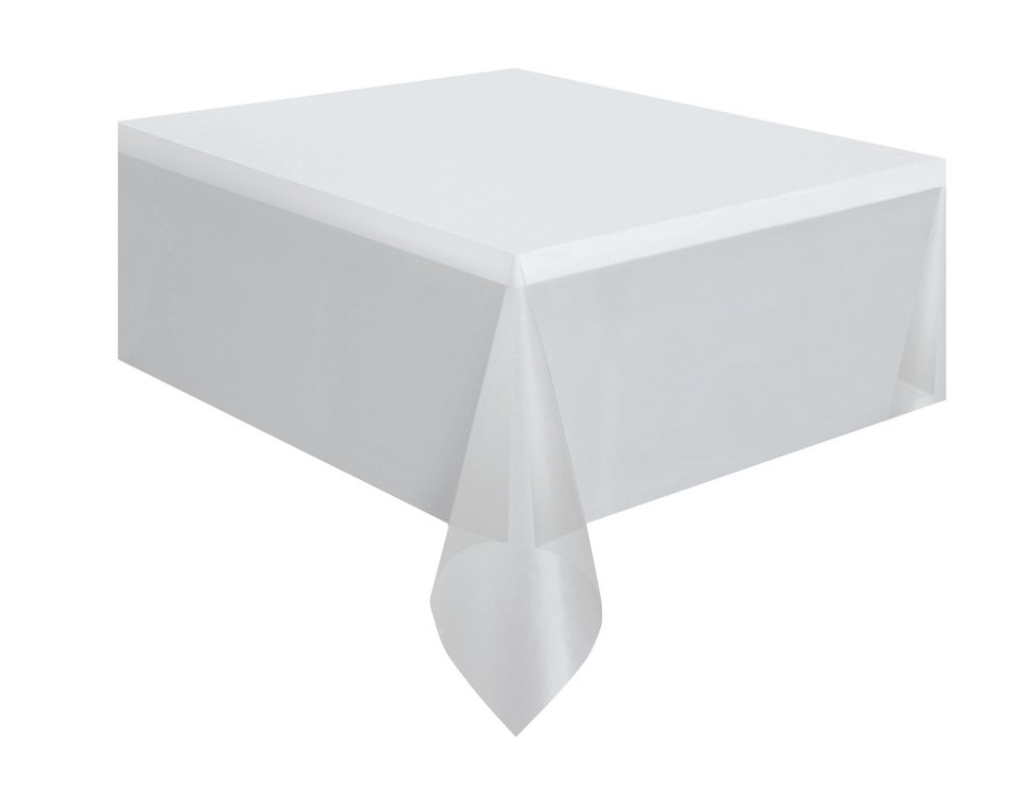 Clear Solid Rectangular Plastic Table Cover 54" x 108" - Click Image to Close