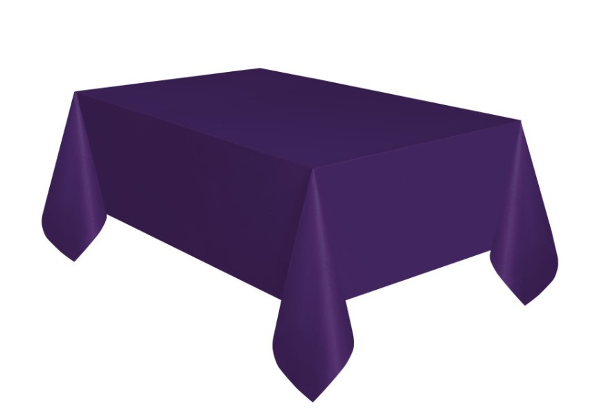 Deep Purple Solid Rectangular Plastic Table Cover 54" x 108" - Click Image to Close
