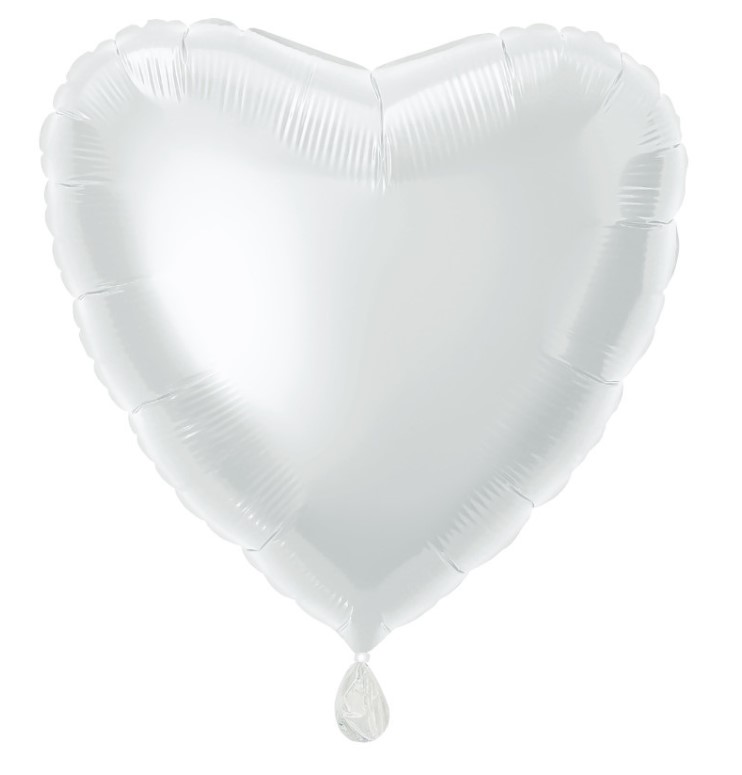 Solid Heart Foil Balloon 18" White - Click Image to Close
