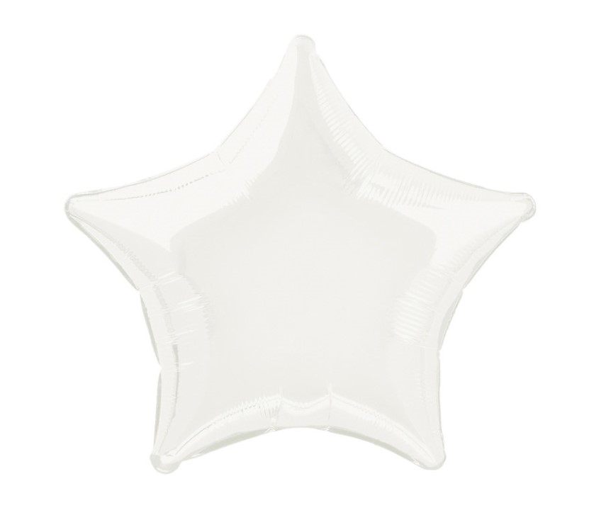 Solid Star Foil Balloon 20" White - Click Image to Close