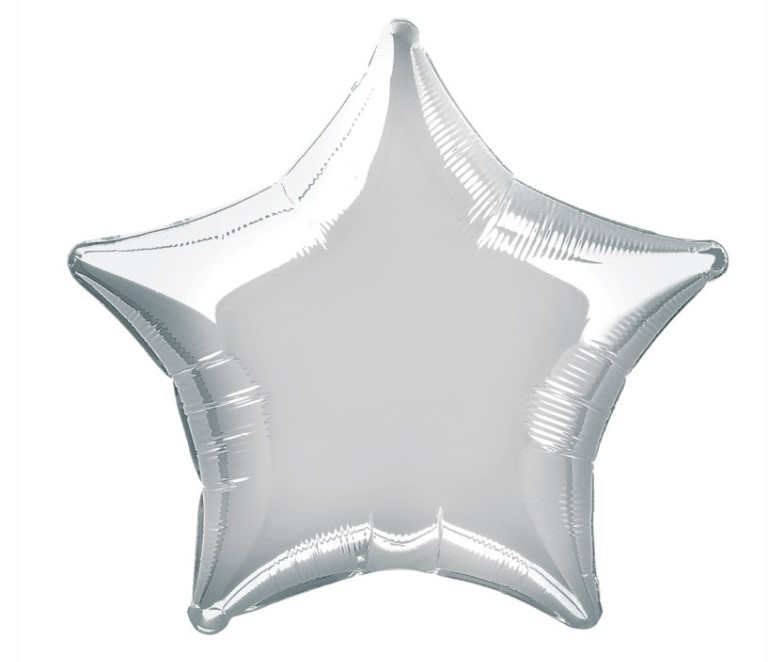 Solid Star Foil Balloon 20" Silver - Click Image to Close