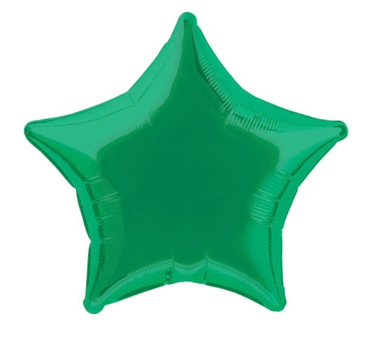Solid Star Foil Balloon 20" Green - Click Image to Close