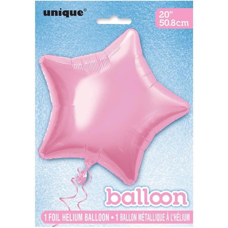 Solid Star Foil Balloon 20" Packaged Pastel Pink - Click Image to Close
