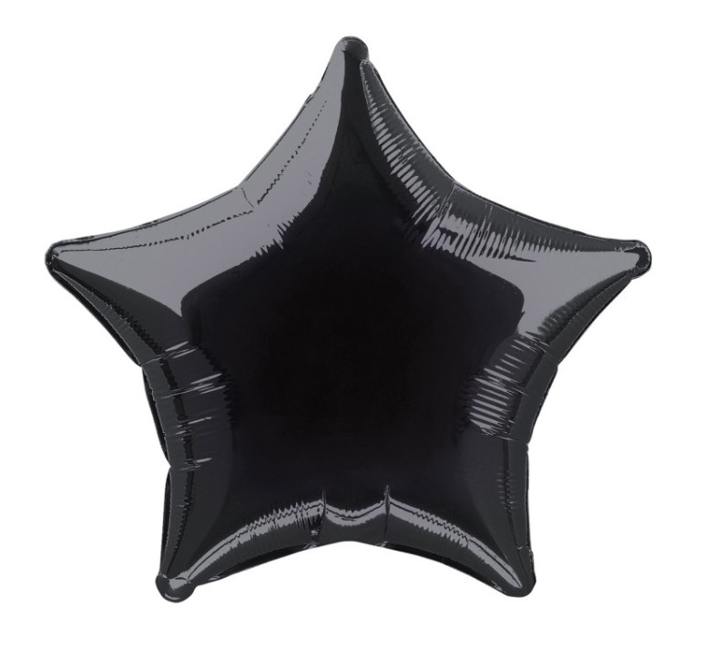 Solid Star Foil Balloon 20" Black - Click Image to Close