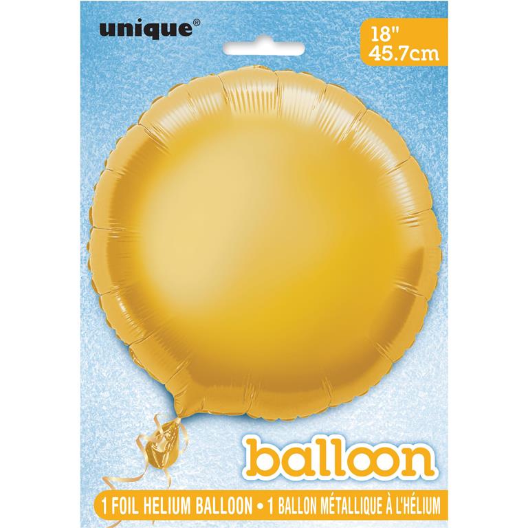 SOLID ROUND FOIL BALLOON 18" GOLD - Click Image to Close