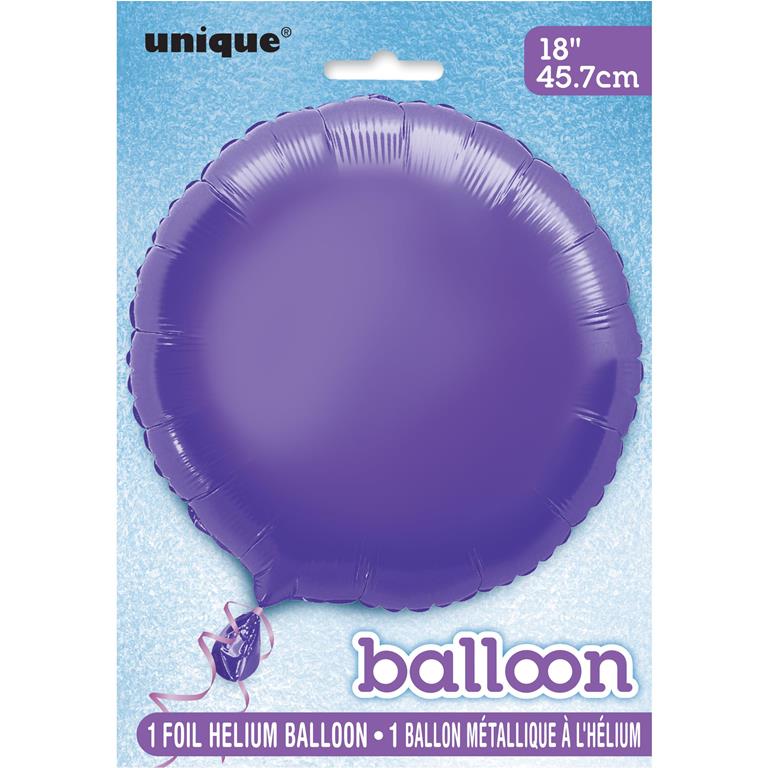 SOLID ROUND FOIL BALLOON 18" DEEP PURPLE - Click Image to Close