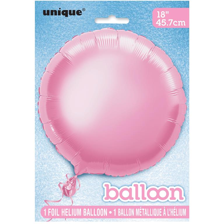 SOLID ROUND FOIL BALLOON 18" PASTEL PINK - Click Image to Close