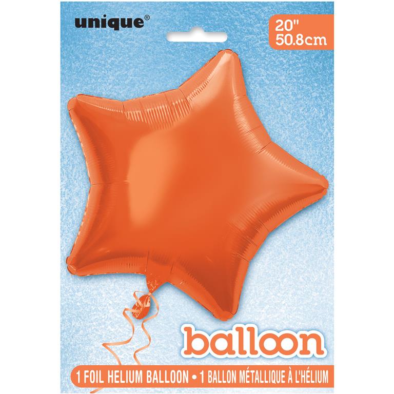 Solid Star Foil Balloon 20" Orange - Click Image to Close