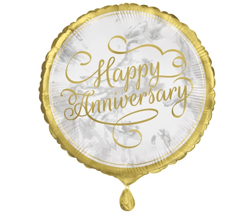 Gold Anniversary Round Foil Balloon 18" Package - Click Image to Close