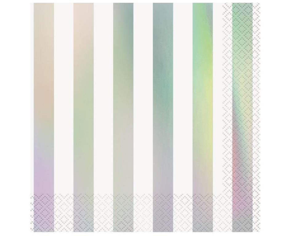 16 IRIDESCENT STRP LUNCH NAPKIN-FSI - Click Image to Close
