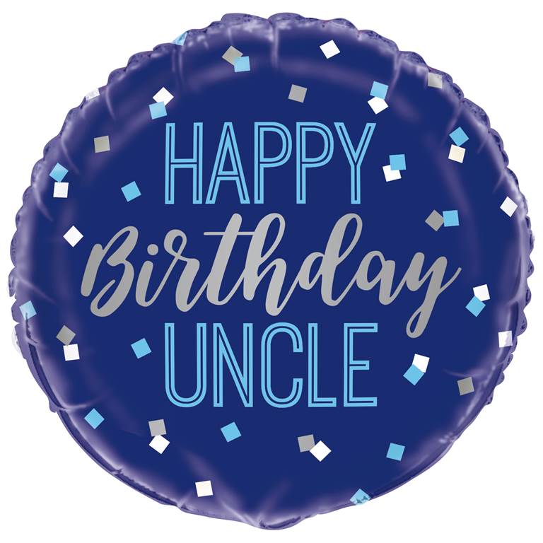 HAPPY BIRTHDAY UNCLE ROUND FOIL BALLOON 18" - Click Image to Close